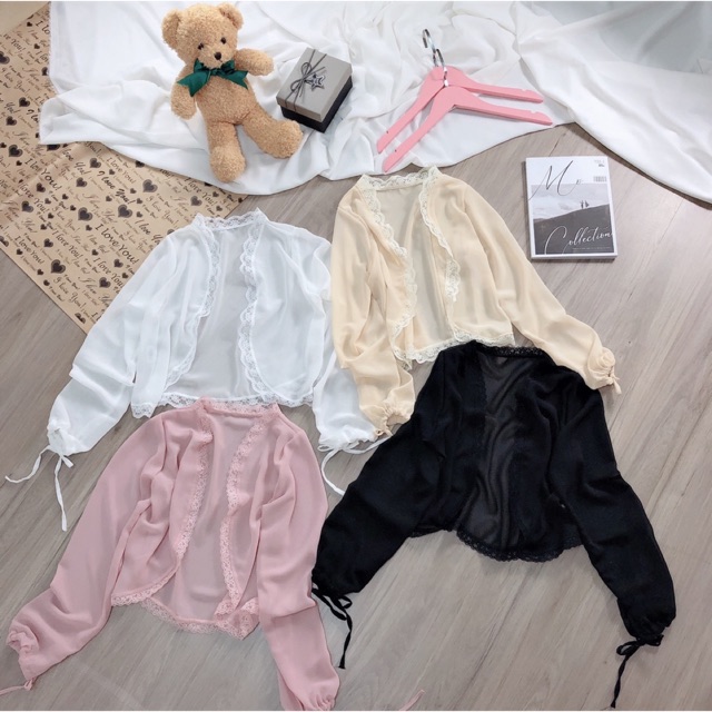 Áo croptop voan tay dài 😻 áo cadigan voan mỏng phong cách hàn quốc (kèm ảnh thât) mẫu 7