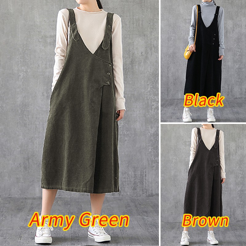 ZANZEA Đầm yếm cổ V kiểu xẻ sâu xinh xắn hợp thời trang cho nữ | BigBuy360 - bigbuy360.vn