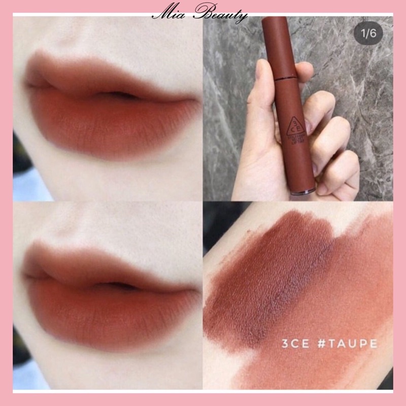 Son 3CE màu taupe đỏ nâu gạch
