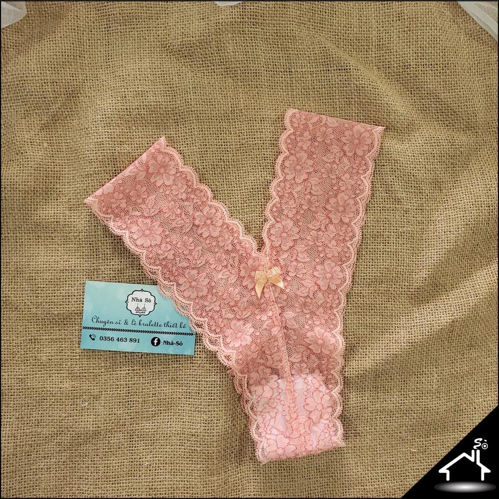 Bộ đồ lót sexy by Nhà Sò ren hoa mai hồng cam quần Y và T NS108 | BigBuy360 - bigbuy360.vn