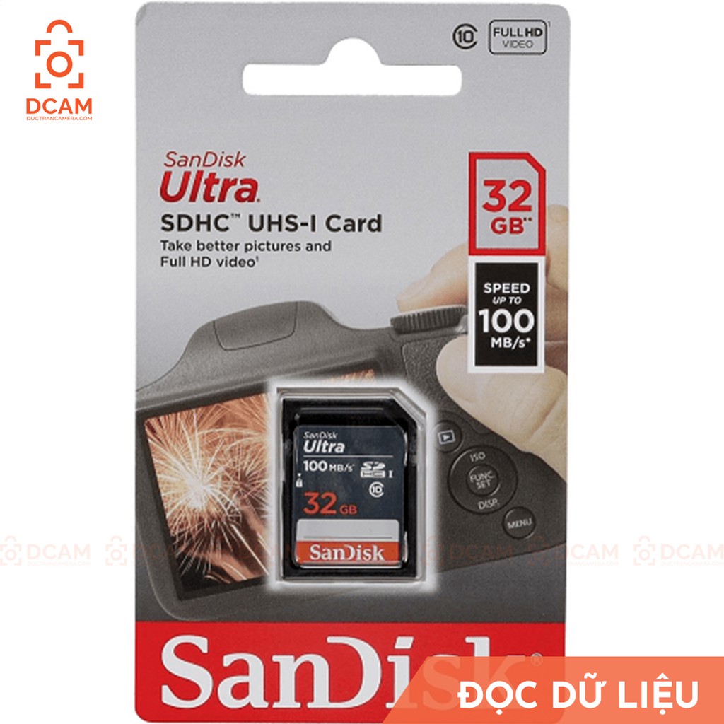 Thẻ nhớ máy ảnh SD HC - Sandisk 32Gb, 64Gb tốc độ cao 100Mb/s BẢO HÀNH 3 NĂM