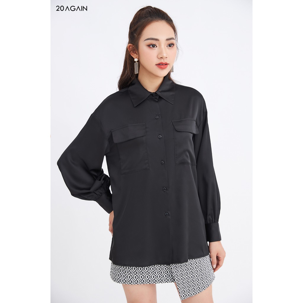 Áo sơ mi hai túi ngực chất lụa cao cấp 20AGAIN ASA1686