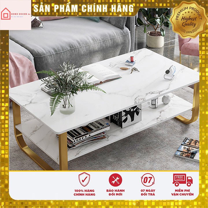 ( HOT) Bàn trà sofa, bàn trà phòng khách bằng gỗ hoa văn đá cẩm thạch, kích thước 100x60x41 cm)