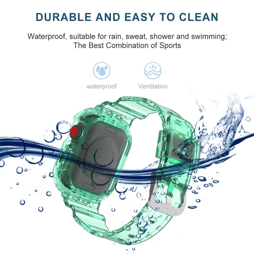 Dây Đeo Màu Trơn Tích Hợp Kính Cường Lực Cho Apple iwatch765