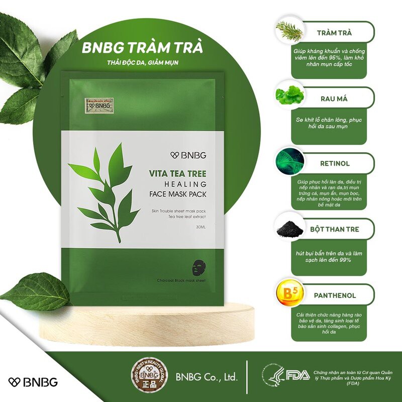 Mặt Nạ BNBG Tràm Trà Giúp Thải Độc Da, Giảm Mụn Vita Tea Tree Healing Face Mask Pack 30ml