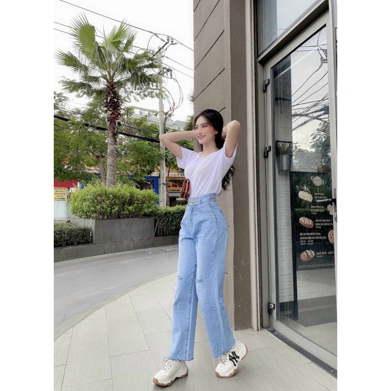 quần baggy ống suông kiểu rách ngang BGS002 kiểu dáng trẻ trung năng động