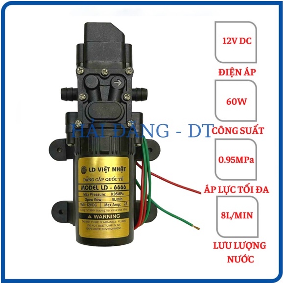 Máy bơm nước mini 12V, Máy bơm tăng áp việt nhật 12V - DC