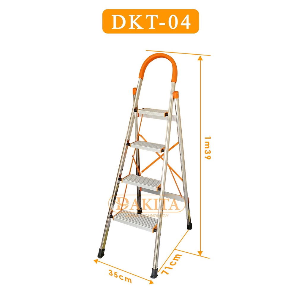 Thang ghế nhôm tay vịn 4 bậc Nhật Bản DAKITA DKT-04 chữ A bản to xếp gọn, nhẹ, siêu chắc chắn bảo hành 12 tháng