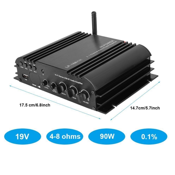 Bộ khuếch đại âm thanh nổi kỹ thuật số bluetooth Lepy LP-168 Plus IR/2.1CH 45W-2 68W BASS HiFi tiện dụng | BigBuy360 - bigbuy360.vn