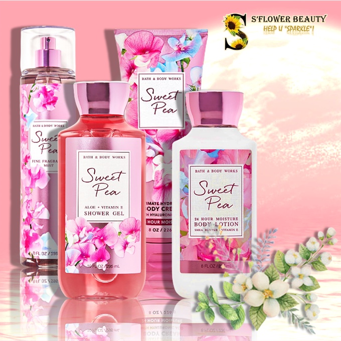 🍇 SWEET PEA | Bộ Sản Phẩm Gel Tắm -  Dưỡng Thể - Xịt Thơm Nước Hoa Toàn Thân Bath & Body Works Body Care