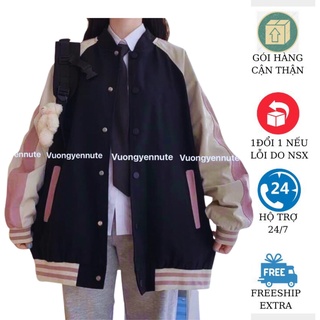 Áo khoác bomber, áo khoác gió nam nữ 2 lớp form rộng phối màu cá tính