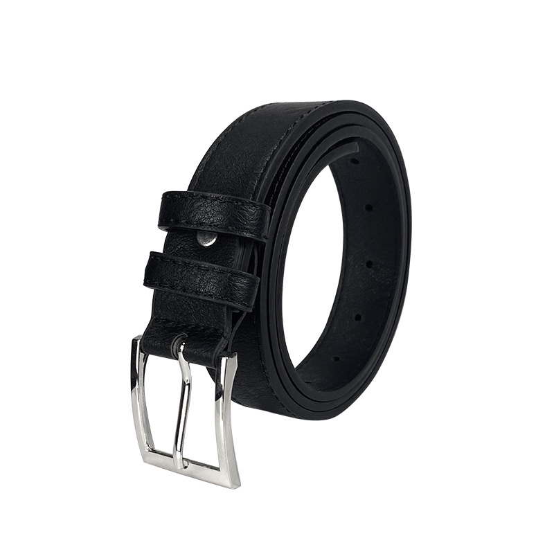 Thắt lưng ulzzang unisex BROO mặt kim vuông bạc, dây nịt lưng da PU đẹp bản dây 2.8cm cho nam nữ