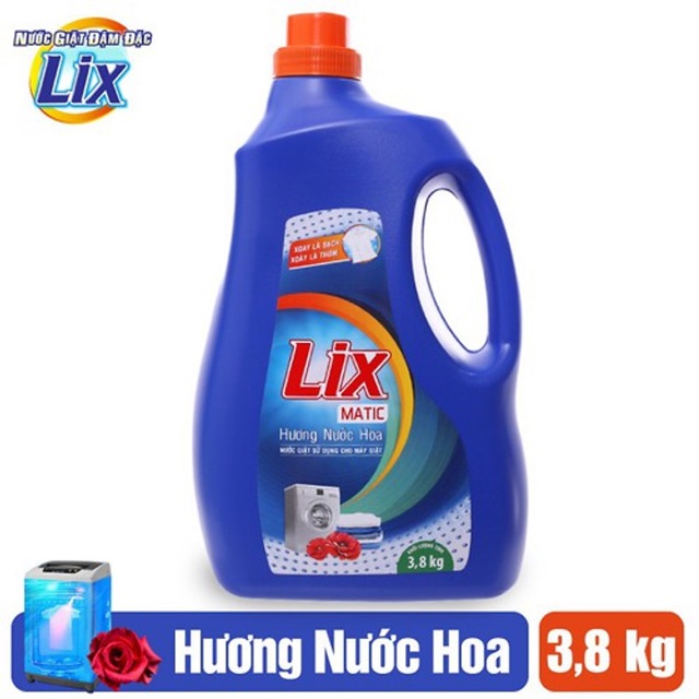 [PHÁ GIÁ] 3 can Nước giặt Lix 3,8kg đậm đặc giặt máy + giặt tay