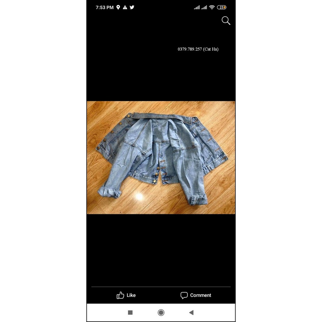 Aó khoác jean nữ xám xanh form dưới 58Kg trơn Basic BB04