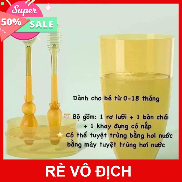 Set rơ lưỡi &amp; bàn chải silicon cao cấp vệ sinh răng miệng cho bé sơ sinh từ 0 - 2 tuôi