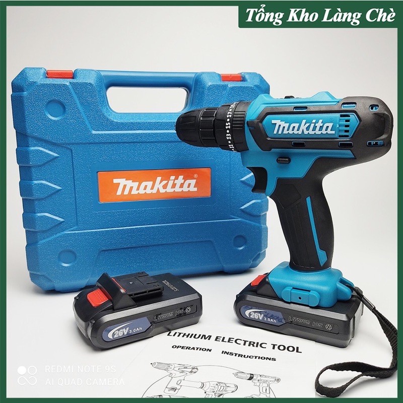 [Chính Hãng ] Máy Khoan Pin, Bắn Vít Makita 26V - 3 Chế Độ Khoan - Bộ Phụ Kiện 24 Chi Tiết Đi Kèm