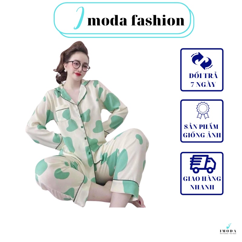 Bộ ngủ dài tay họa tiết loang bò IMODA, chất vài kate thái mềm mịn, thoải mái, họa tiết trẻ trung, đáng yêu