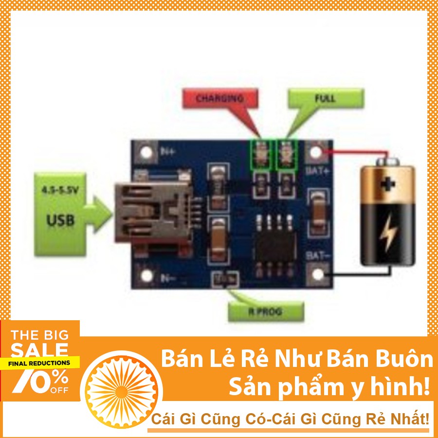 Mạch Sạc Pin TP4056 1A Mini USB