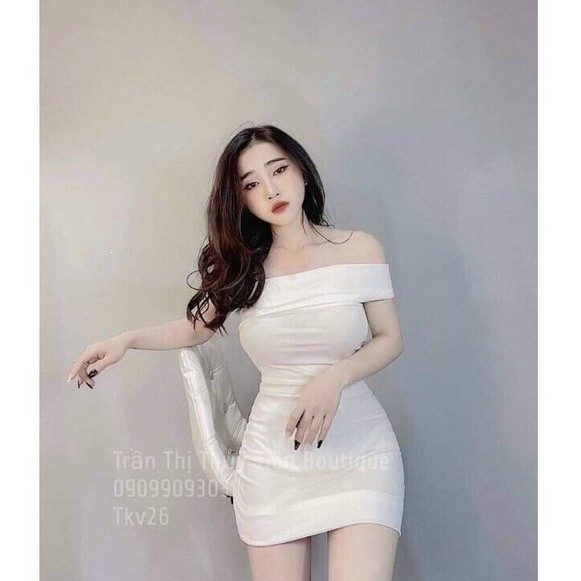 ĐẦM nữ body thiết kế trễ vai cúp ngực quyến rũ sexy với chất liệu vải umi co dãn
