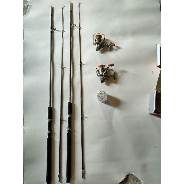 Bộ 2 cần shimano 2m7, 2 máy lc7000 và cước nhật bản