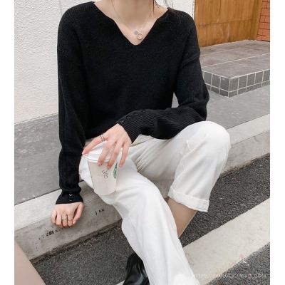 Áo Sweater Tay Dài Dáng Rộng Cổ Chữ V Thời Trang Cho Nữ | BigBuy360 - bigbuy360.vn