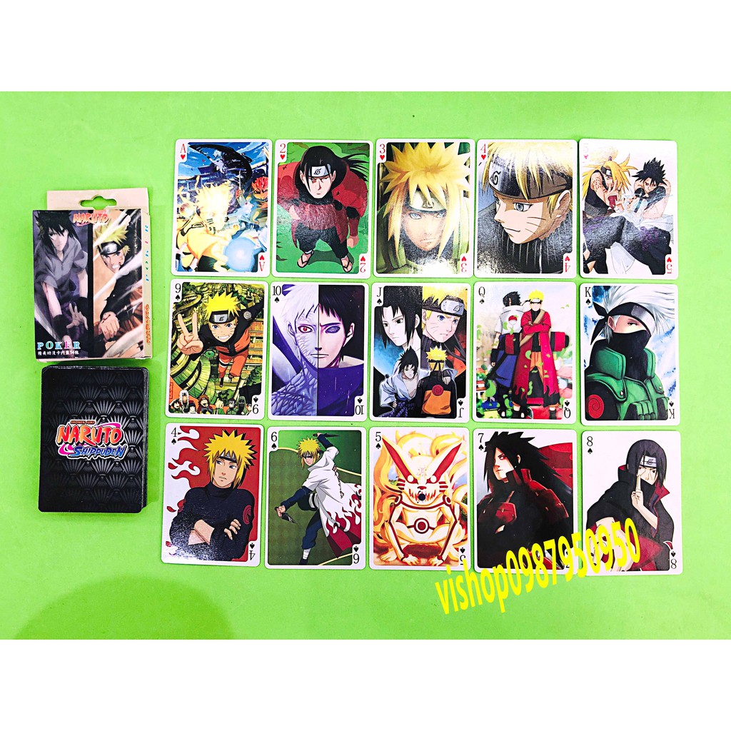Bộ bài Tây anime NARUTO, bộ tú poker 54 lá in hình anime manga dễ thương độc đáo