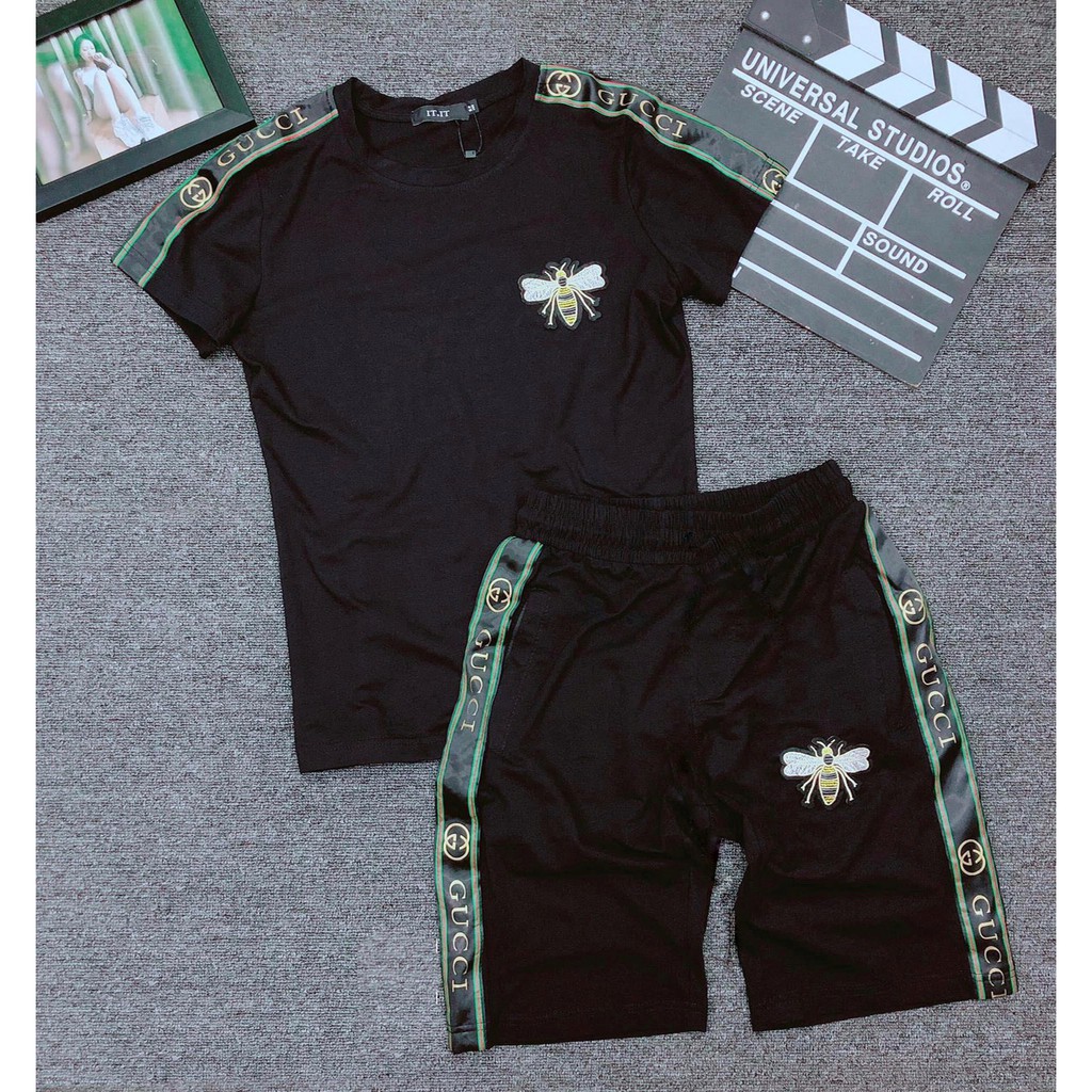 [XẢ KHO - FREESHIP] Bộ quần áo nam mùa hè mặc ở nhà vải co dãn, thoáng mát, phối viền Ong Nhỏ, bộ thể thao cao cấp | BigBuy360 - bigbuy360.vn