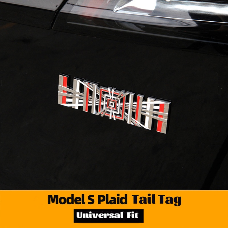 Nhãn Dán Trang Trí Đuôi Xe Họa Tiết Logo 3D Màu Đỏ / Sọc Caro Không Phai Màu Cho Model 3 2021