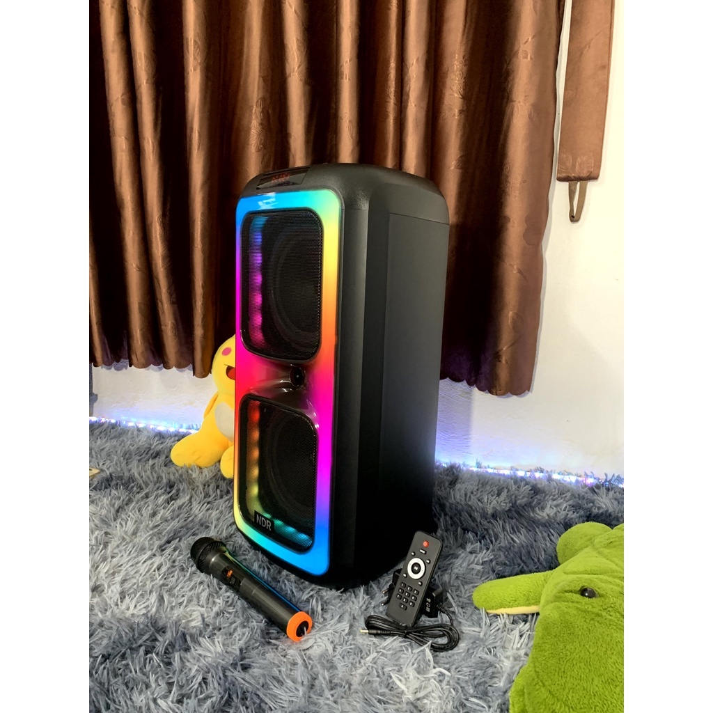 Loa kéo karaok  partybox Loa bluetooth NDR-1097 Siêu  bass  công suất lớn   tặng 1 mic không dây