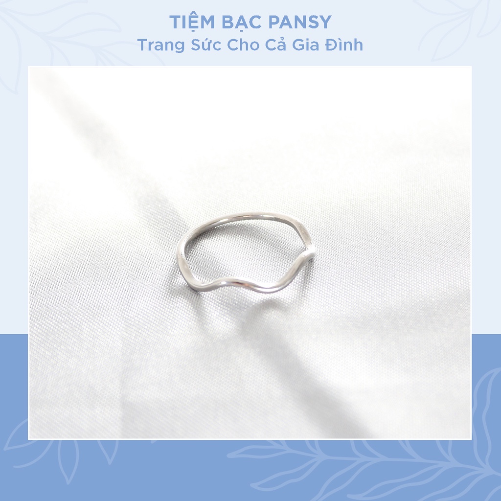 Nhẫn bạc nữ PANSY sóng trơn đơn giản bằng bạc ta thật cá tính