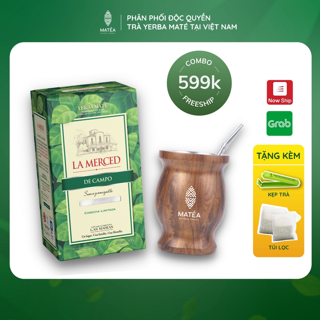 [COMBO TRÀ + CỐC GOURD] Trà Yerba Mate La Merced De Campo 500g - Vị ủ truyền thống 3 năm + Cốc Gourd Mate Truyền thống