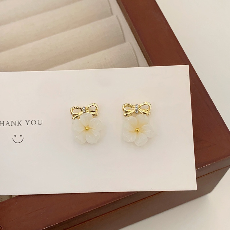 Bông Tai Hình Nơ Hoa Đơn Giản Thời Trang Hàn Quốc