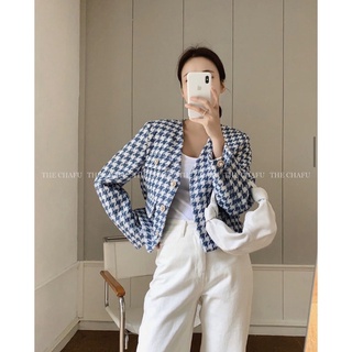 Áo khoác tweed họa tiết Ziczac