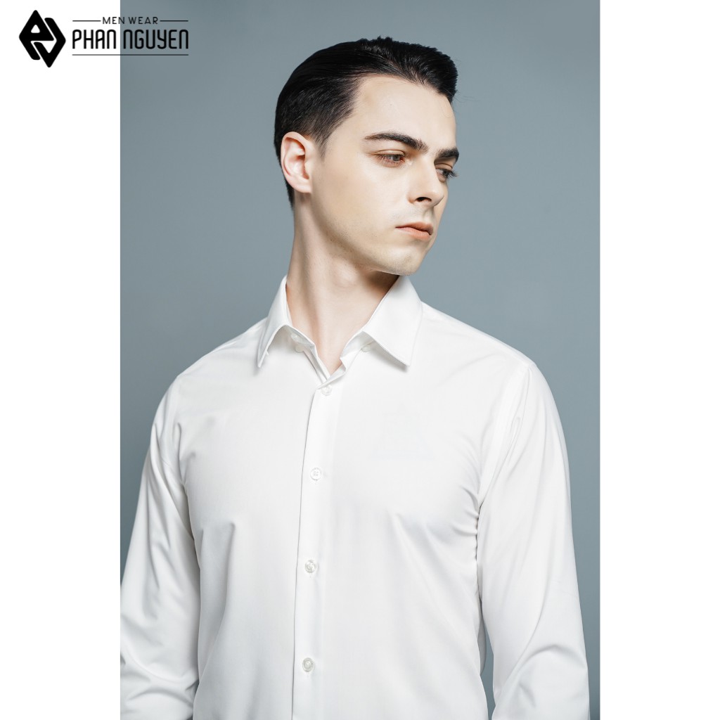 Áo trắng sơ mi nam PHAN NGUYỄN dài tay thiết kế cổ đứng sang trọng, chất liệu vải cao cấp không nhăn nhàu SMD.1101 | BigBuy360 - bigbuy360.vn