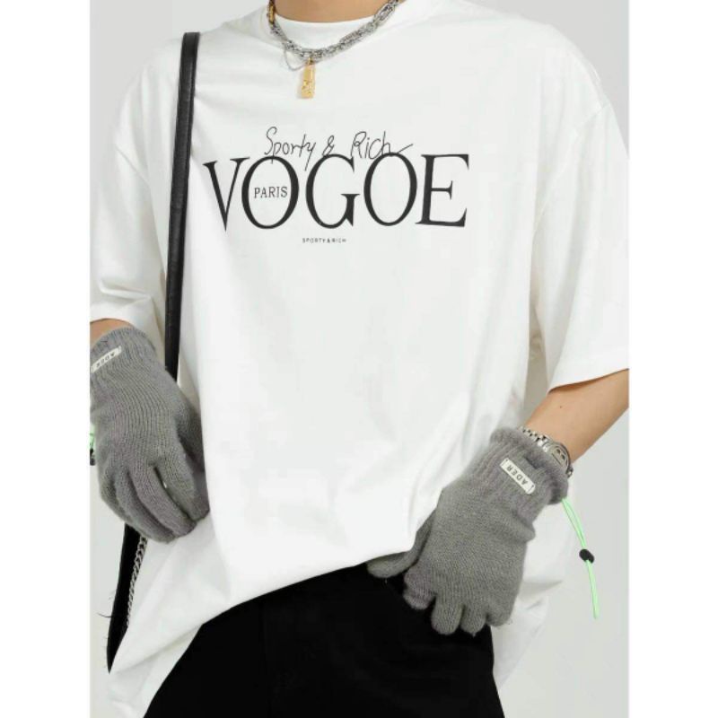 Áo thun tay lỡ unisex VOGOE màu trắng ( có màu đen )