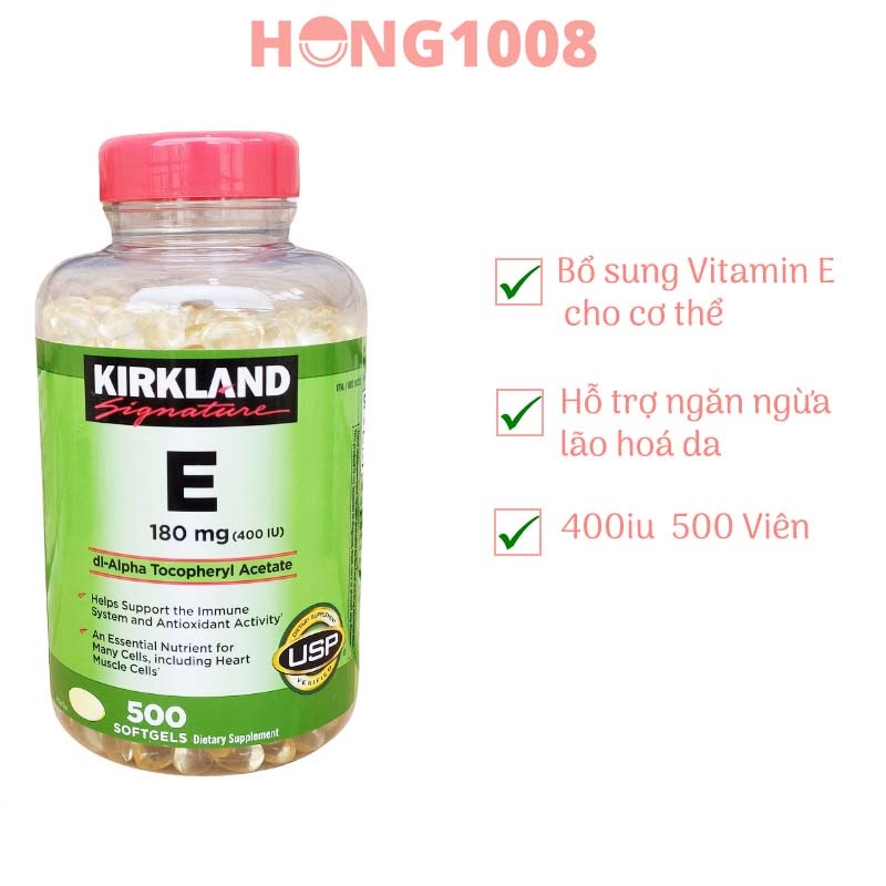 TEM NHĂN - Viên Uống Vitamin E 400 IU 500 Viên Kirkland Của Mỹ Đẹp Da Làm Chậm Lão Hóa ND