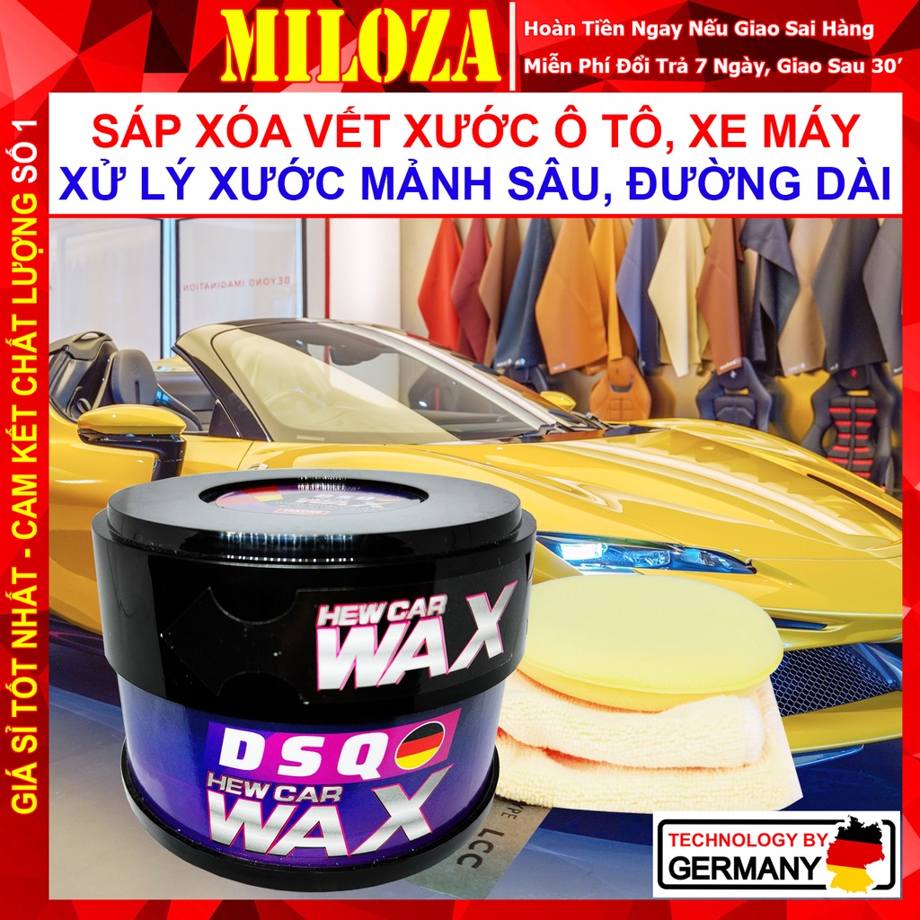 [Siêu Mới] Sáp Phủ Bóng Xe DSQ 300G - Đánh Bóng Ô tô Xe Máy - Bền Màu, Chống Nước, Ngăn Bụi Bẩn - Tặng Mút, Khăn, Nhám