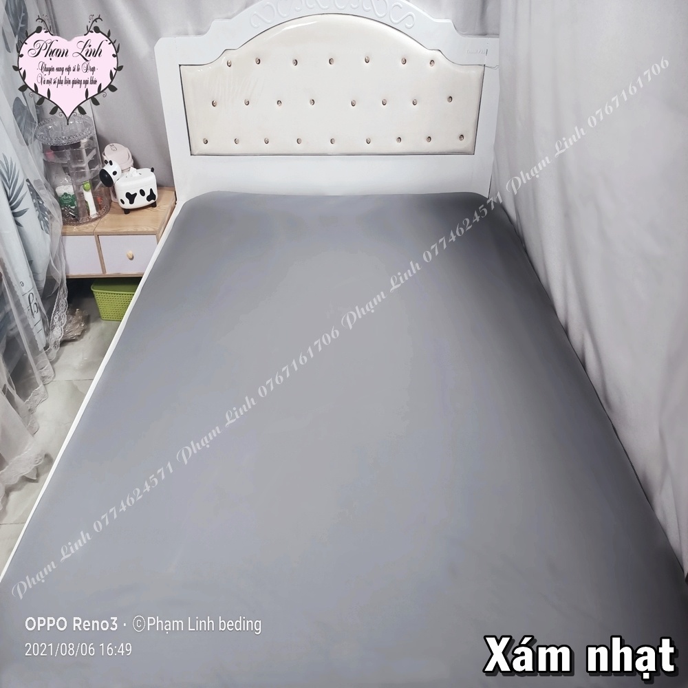 [Xám nhạt] Bộ 4 món Drap-Ga trải giường bo chun vải thun sợi silk màu trơn có size lớn tách lẻ sản phẩm Bộ ga và vỏ gối | BigBuy360 - bigbuy360.vn