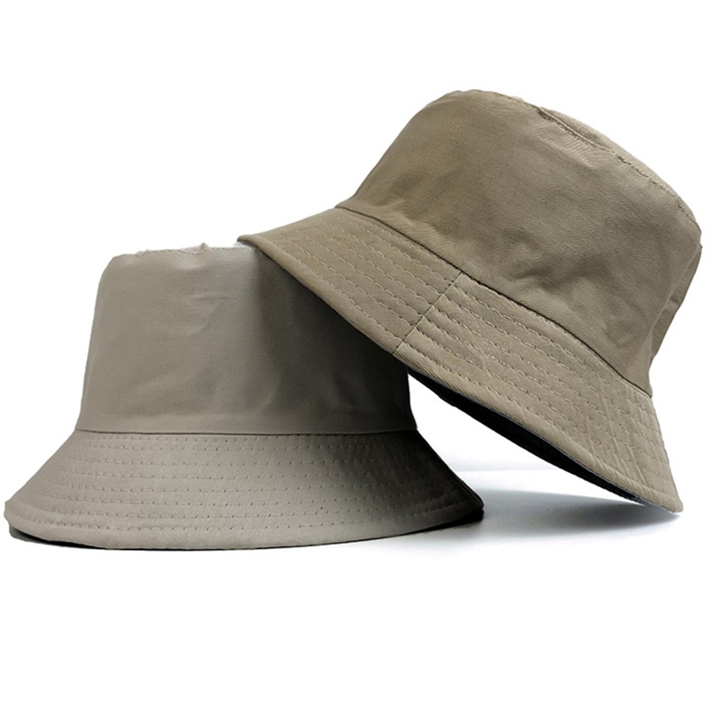 Nón Bucket Unisex Bằng Cotton Màu Trơn Thời Trang Hàn Quốc