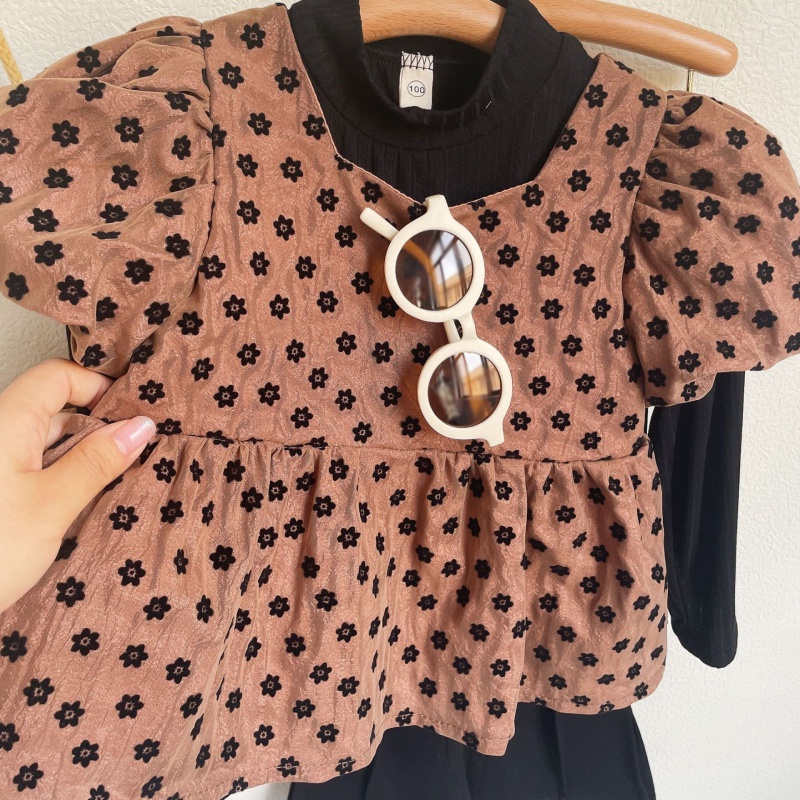 Bộ Áo Hoa Nhỏ + Quần Dài Thời Trang Hàn Quốc Cho Bé Gái