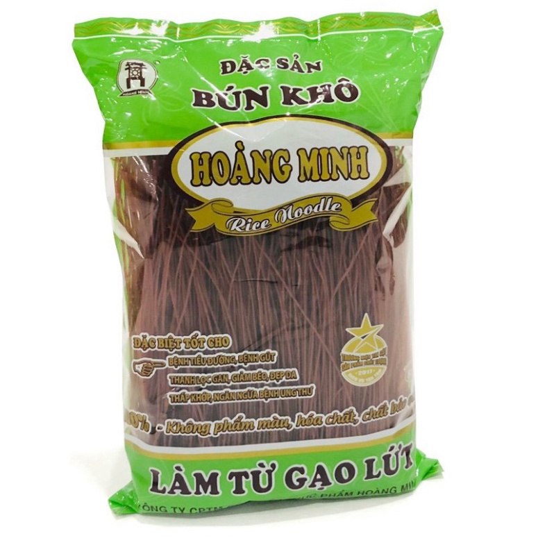 Combo 2 gói Bún khô gạo lứt 500gr; Bún gạo lứt đỏ Hoàng Minh thực phẩm healthy eatclean giảm cân hữu cơ, tốt sức khỏe