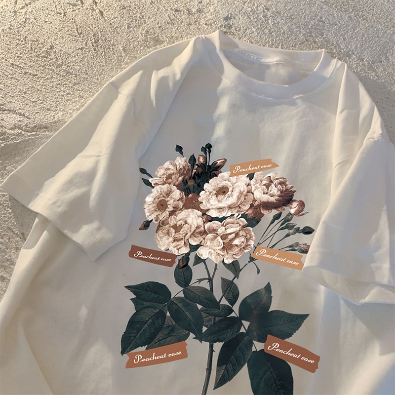 NRVP Áo thun tay ngắn cổ tròn 100% cotton thời trang phong cách Hàn Quốc cho nữ