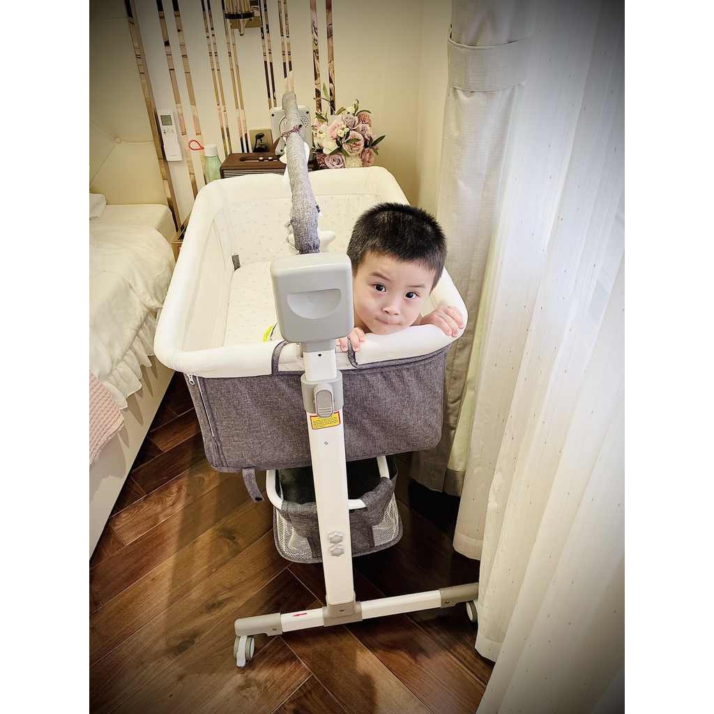 Cũi kề giường đa năng gấp gọn, nôi điện cho bé BABY BED đung đưa 5 cấp độ, nâng hạ 3 mức