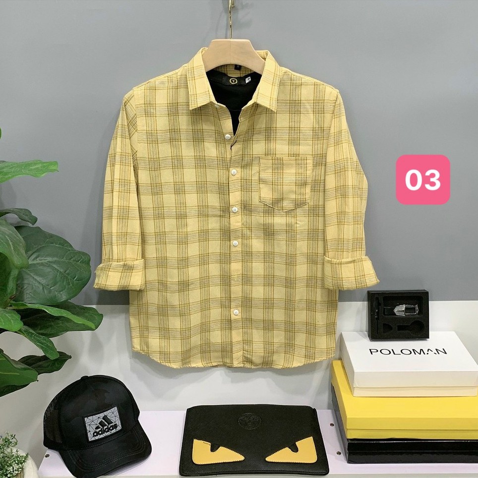 Áo sơ mi nam karo dài tay chất liệu cotton đẹp kiểu dáng hàn quốc mới HAVADO1 mới