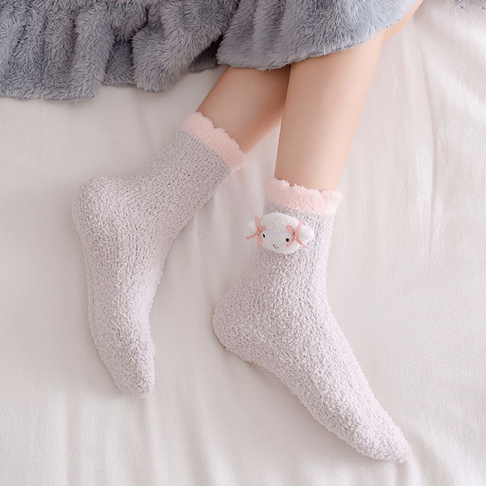 Vớ lông cừu san hô phong cách Giáng sinh đơn giản dễ thương cho nữ