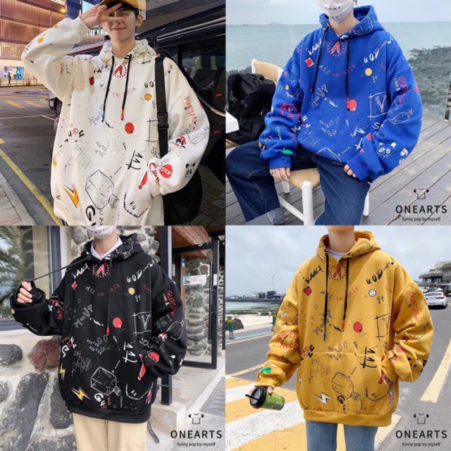 Áo hoodie nỉ bông hoạ tiết cute unisex H5 | BigBuy360 - bigbuy360.vn