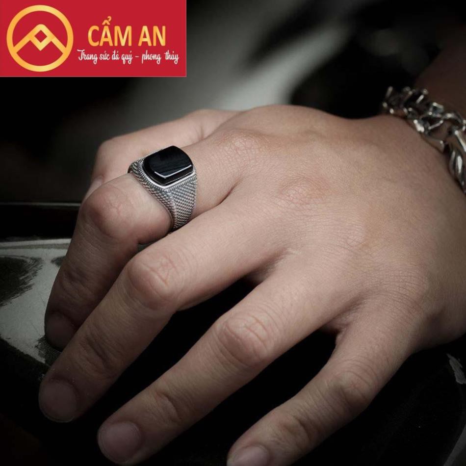NHẪN BLACK STONE - Bạc Thái 925 Onyx Đen VIP - Thiết Kế Sang Trọng, Lịch Lãm, Đẳng Cấp - Trang sức phong thủy Cẩm AN