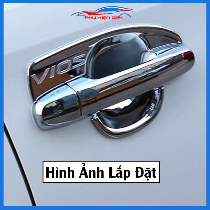 Ốp tay hõm Vios 2014-2018 vân cacbon/mạ crom chống trầy bảo vệ cửa xe ô tô