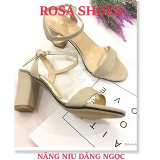 Giày gót vuông Giày Sandal nữ quai ngang phối viền đế 7cm gót vuông hàng  cao cấp Mys Rosa Shoes