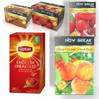 Trà Lipton English Breakfast 60G (2.4G x 25 Gói) + 08 túi trà túi lọc Now Break Tea (2 gói lẻ x VẢI, DÂU TÂY, ĐÀO, QUẾ)